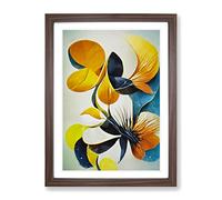 Beautiful Abstract Flowers No.3 Framed Print for Living Room Bedroom Home Office Décor, Wall Art Picture Ready to Hang, Walnut A4 Frame (34 x 25 cm)