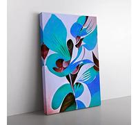 Beautiful Abstract Flowers No.4 Canvas Wall Art Print Ready to Hang, Framed Picture for Living Room Bedroom Home Office Décor, 50x35 cm (20x14 Inch)