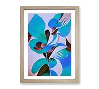 Beautiful Abstract Flowers No.4 Framed Print for Living Room Bedroom Home Office Décor, Wall Art Picture Ready to Hang, Oak A3 Frame (34 x 46 cm)