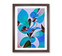 Beautiful Abstract Flowers No.4 Framed Print for Living Room Bedroom Home Office Décor, Wall Art Picture Ready to Hang, Walnut A2 Frame (64 x 46 cm)