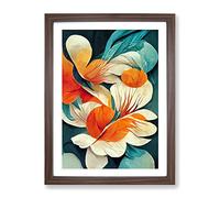Beautiful Abstract Flowers No.5 Framed Print for Living Room Bedroom Home Office Décor, Wall Art Picture Ready to Hang, Walnut A2 Frame (64 x 46 cm)