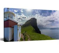 Beautiful Aerial View The Lighthouse The Islands And Its Wall Art Canvas Prints Painting Nature Pictures Unframed Paintings Canvas Wall Art For Living Room Bedroom Kitchen Home And Office 12x16 Inch