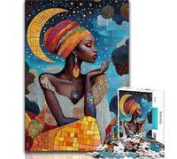 Beautiful African Woman 1000 Piece Jigsaw Puzzle for Adults And Teenagers,Staycation Kill Time Every Piece Is Unique - Challenging Family Fun Game 50x75cm