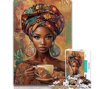 Beautiful African Woman Puzzles for Adults 1000 Pieces,Staycation Kill Time Every Piece Is Unique - Challenging Family Fun Game 50x75cm