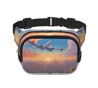 Beautiful Airplane Square Double-Layer Waist Bag for Outdoor Activities Such as Sports, Travel, Hiking, Cycling