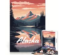 Beautiful Alaska Lake 1000 Pieces Jigsaw Puzzles for Adults Reasoning Practice Mindful Escape Premium Edges Holiday Treat (38x52cm)