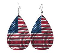 Beautiful American flag Print Leather Earring Women Dangle-Earrings â€“ Lightweight Teardrop Jewelry, Valentine's Day Accessory