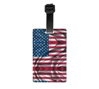 Beautiful American Flag Print Luggage Tags with Full Back Privacy Cover - Bright Suitcase Identifier for Travel, Cruise & More