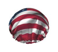 Beautiful American flag Print Shower Cap for Women & Men â€“ Double-Layer Bath Hair Cap, Ideal for Salon, Hotel Essentials L