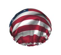 Beautiful American flag Print Shower Cap - Reusable, Double Layer, Hotel Travel Essentials, Salon Shower Hat Accessories One Size