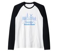 Beautiful Amsterdam Netherlands City Landmarks Raglan Baseball Tee