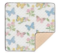 Beautiful and Colorful Butterfly Flowers Soft Padded Baby Gym Play mat for Floor One-Piece Foldable Baby Crawling Mat for Baby Kids Toddlers Infants, 50'' x 50''alfombras para jugar Bebes