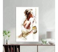 Beautiful And Elegant A Lady In Front Of The Mirror Applying Lipstick Elegant And Dignified Prints Decoration 60x90cm Withframe