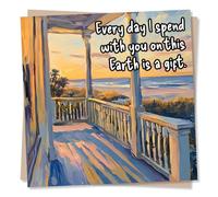 Beautiful and Heartfelt Birthday or Anniversary Card For Special Person - Every Day I Spend With You Is a Gift - Sunset, Beach - For Loved One, Family, Partner, Friend, Men, Women
