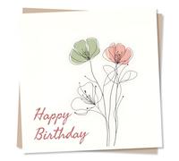 Beautiful and Simple Happy Birthday Floral Card For A Loved One - Flower, Nature, Drawing - For a Special Someone, Family, Friend, Relative, Bestie