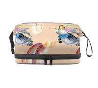 Beautiful Angels with Wings Double Layer Cosmetic Bag for Women and Girls, Travel Toiletry Bag Makeup Handy Pouch Organiser Bag with Brush Compartment
