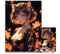 Beautiful Anime Foxy Girl Jigsaws 1000 Pieces for Adults Puzzles for Adults Relax & Challenge Colorful Home Decor Art for Friends 1000 PCS(75x50cm)