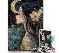 Beautiful Anime Girl with Moon 1000 Pieces Jigsaw Puzzle for Adults& Teens,Challenging Game And Family Play for Is Ideal As A Gift for The Whole Family 38x26cm