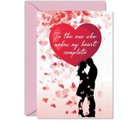 Beautiful Anniversary Cards - Heart Floral Petals - Elegant Pretty Wedding Anniversary Card for Husband Wife Boyfriend Girlfriend, 5x7 Inch Gorgeous Valentines Greeting Cards Gift