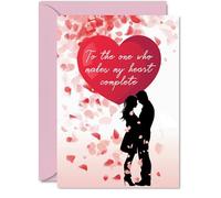 Beautiful Anniversary Cards - Heart Floral Petals - Elegant Pretty Wedding Anniversary Card for Husband Wife Boyfriend Girlfriend, A5 Gorgeous Valentines Greeting Cards Gift