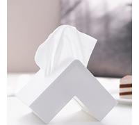 Beautiful Appearance Ingenious Design Multi Function Plastic Tissue Box Cover V Shaped Nordic Tissue Holder for Living Room Desktop (White)