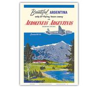 Beautiful Argentina - Aerolineas Argentinas (Argentina Airlines) - Luxurious Douglas DC - Vintage Airline Travel Poster by Adolph Treidler c.1955 - Master Art Print 10in x 14in