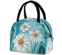 Beautiful Art Daisy Flower Insulated Lunch Bag, Reusable Multi-Pocket Handle Container Cooler Tote Bag for Women&Men School Work Picnic Outdoor Travel
