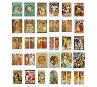 HOSTEESSCHOICE Beautiful Art Postcards set of 30 Post card of Alphonse Mucha variety pack Famous Painting Scenery,4 x 6 Inches