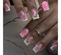 Beautiful Artificial Nails Art with 3D Floral and Cowrie Features Smooth Hand Accessories for Regular Use Stick on Nails