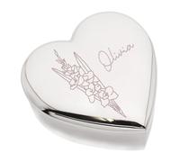 Beautiful August Birthday Flower Gladiolus Engraved Design Heart Trinket Box, Personalised Name