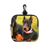 Beautiful Autumn Doberman, Square Zipper Storage Bag, Neoprene Coin Purse, Small Wallets, Change Pouch, Change Purse