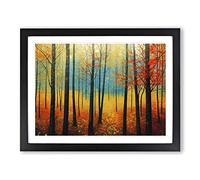 Beautiful Autumn Forest Framed Wall Art Print A2 Black