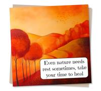Beautiful Autumnal Get Well Soon Card for Loved One - Take Your Time To Heal - Nature Lover, Trees, Birds, Warm Colours - For Friend, Bestie, Colleague, Relative, Other