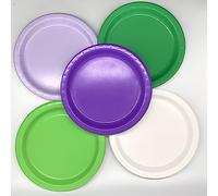 Beautiful Balloons Mardi Gras, MacMillan Coffee Morning Colour Themed Paper Round Plates x 40