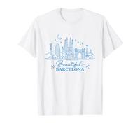 Beautiful Barcelona Spain City Landmarks Value Graphic T-Shirt, Men, White, M
