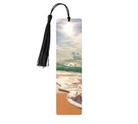 Beautiful Beach Printed Metal Bookmarks M - Black Lightweight Aluminium Book Marker for Books, Journals & Gifts, Ideal Book Lovers, Holiday Decor & Crafts