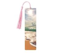 Beautiful Beach Printed Metal Bookmarks S - Pink Lightweight Aluminium Book Marker for Books, Journals & Gifts, Ideal Book Lovers, Holiday Decor & Crafts