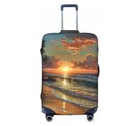 Beautiful Beach Sunset Luggage Cover Elastic Washable Stretch Suitcase Protector Scratch Resistant Travel Cover White/Opulent Garden, Large, White/Opulent Garden, L