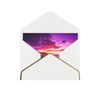 Beautiful Beach Sunset Print Horizontal Gold-Edged Pearl Greeting Card W/Envelope-Holiday,Birthday,Anniversary,Party(2pcs)