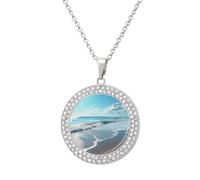 Beautiful Beach Vintage Necklace Gold Silver Pendant Jewelry Lady Multicolored Diamond Necklaces with Chain