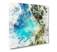 Beautiful Beach Watercolour Canvas Print | Gallery Wrapped 30mm Frame Wall Art | 14x14 inches | Ready to Hang | Modern Seascape Picture | Living Room Bedroom Lounge Office