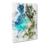 Beautiful Beach Watercolour Canvas Print | Gallery Wrapped 30mm Frame Wall Art | 20x14 inches | Ready to Hang | Modern Seascape Picture | Living Room Bedroom Lounge Office
