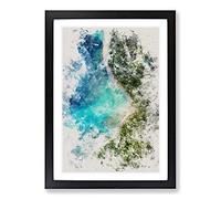 Beautiful Beach Watercolour Framed Print | A2 Black Framed Wall Art | Ready to Hang | Modern Beach Picture | Living Room Bedroom Lounge Office