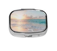Beautiful Beach Yellow Sunset,Meta Pill Box 2 Compartment Medicine Case,Portable Organizer,Rectangle Meta Portable Organizer Pill Box 990 Compartment Medicine Case