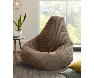 Beautiful Beanbags Adult Highback Beanbag Jumbo Cord Bean Bags Ready Filled - Brown
