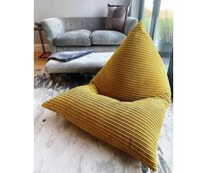 Beautiful Beanbags Adult Jumbo Cord Beanbag Wedge Ready Filled Bean Bags - Mustard