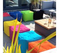 Beautiful Beanbags Beanbag Cube Footstool - Water-Resistant Bean Bag Pouffe For Indoor Or Outdoor Use - Orange