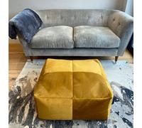 Beautiful Beanbags Luxury Plush Velvet Beanbag Mega Cube Xl Pouffe Bean Bags - Mustard