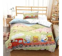 Beautiful Bedding Set And Animal Train Quilt Cover with 3D Print And Soft Premium Brushed Microfiber Featuring Soft Easy Care And Comforter with for Boys Girls Kids Youth Teens And Kids Boys Girls Sin