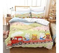 Beautiful Bedding Set And Animal Train Quilt Cover with 3D Print And Soft Premium Brushed Microfiber with Soft Lightweight And Comforter for Kids Boys Girls And Adults Kids Single（140x200cm）